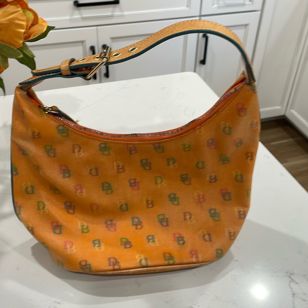 Authentic Dooney & Bourke Signature Rainbow bucket shoulder bag